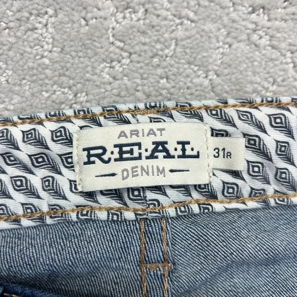Ariat REAL Jeans Women 31R(31x32.5) High Rise Bootcut Ballary Blue Denim Stretch - Picture 4 of 16